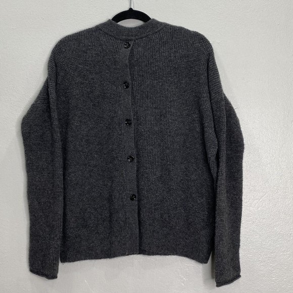 Point Sur Sweaters - Point Sur J.Crew Gray Sweater Waffled Knit Button-Back Nylon Wool Alpaca Size XS